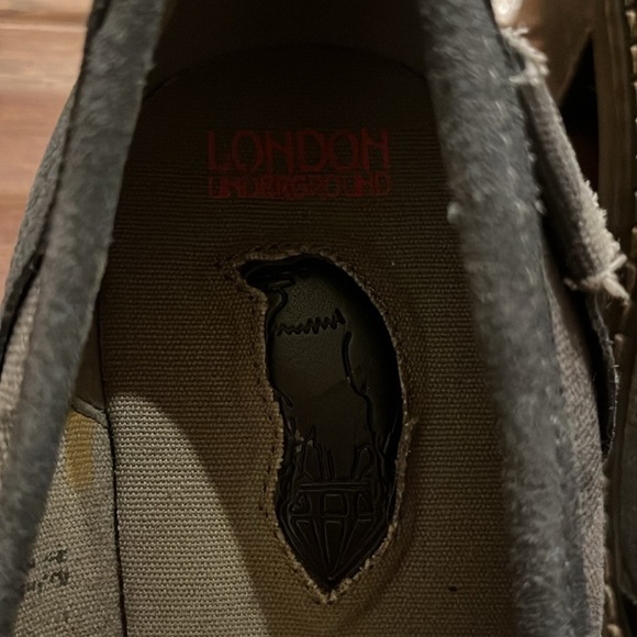 London Underground Chunky Y2K Loafer Women’s Size 9 Gray Suede Canvas Shie - Picture 7 of 8